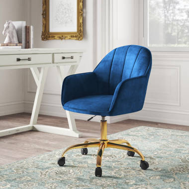 Aurora Velvet Office Chair with Gold Chrome Base